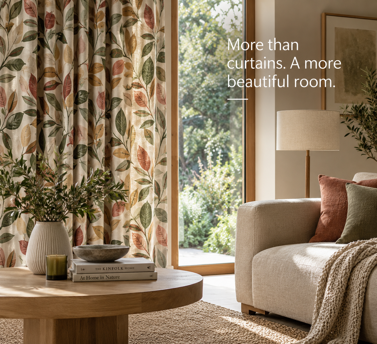 Elegant living room with made-to-measure curtains