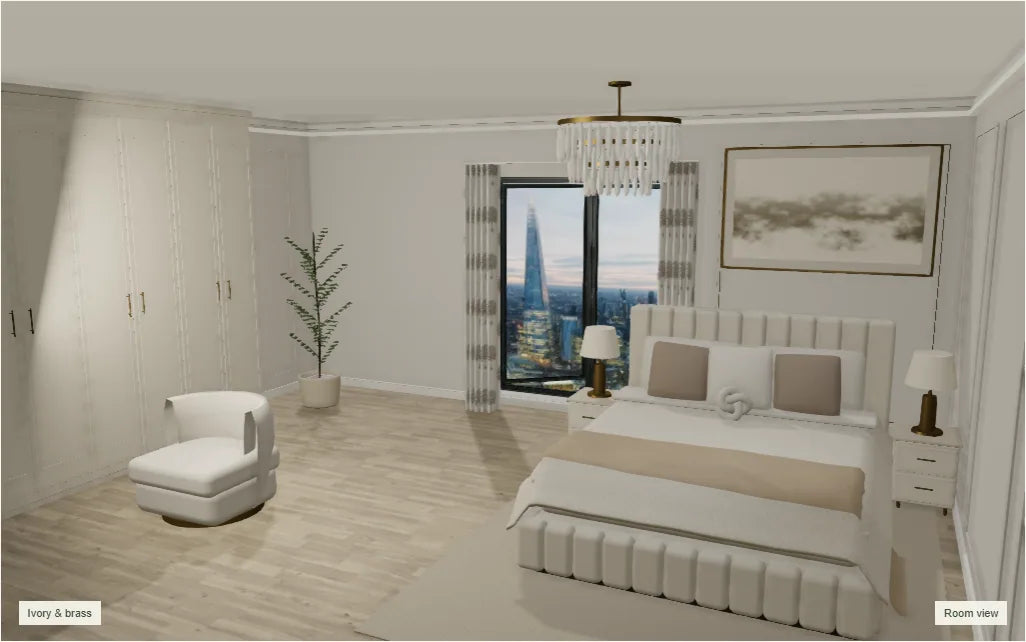 Curtains in a softly lit bedroom